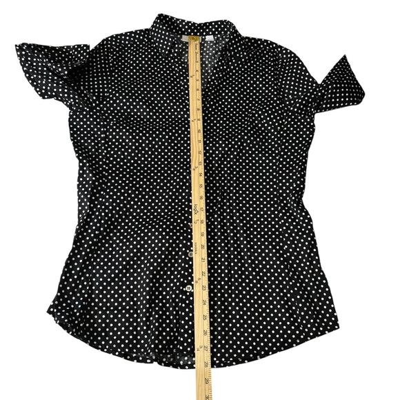 New York & Company Button Up Shirt Polka Dot Roll Tab Office Casual Size Large - Picture 15 of 16